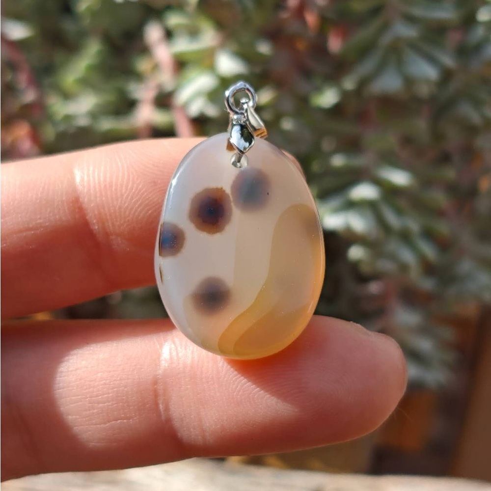 Sterling silver dainty dendritic agate pendant